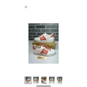Michael Kors Shoes Poppy Leather and Logo Stripe Sneaker Size 10M